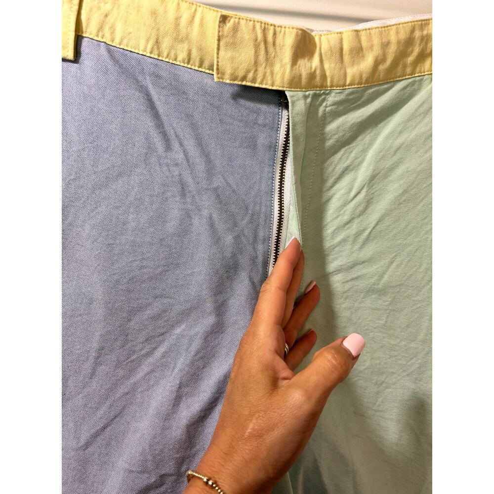 Chaps Men's Colorblock Oxford Panel Cotton Khaki Chino Shorts Multicolor Size 38 - Picture 4 of 11